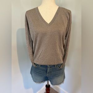 NWT J.Crew Lightweight Metallic V-Neck Sweater